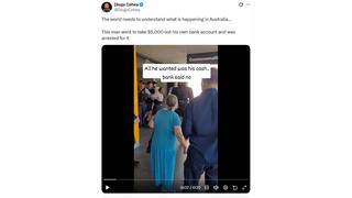 Fact Check: Australian Man Was Not Filmed Being Arrested For Trying To Take AU$5,000 From His Bank Account
