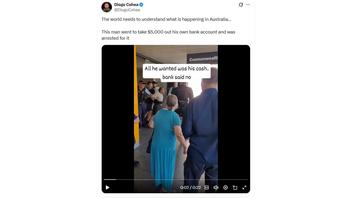 Fact Check: Australian Man Was Not Filmed Being Arrested For Trying To Take AU$5,000 From His Bank Account