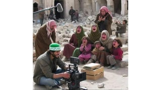 Fact Check: AI-Generated Image Shows Women And Children Crying On Demand For A Cameraman -- Not Actual Palestinians In Gaza 