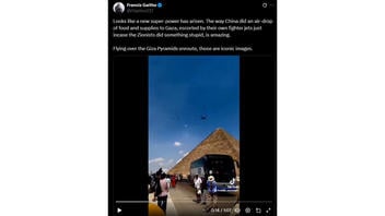 Fact Check: Video Does NOT Show China Fighter Jets And Cargo Plane Flying Over Giza Pyramids On Way To Gaza Air Drop