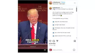 Fact Check:  AI Clip Of Trump Saying He Will 'Erase Pakistan' If It Attacks India Is NOT Real -- Old Footage, Fake Audio