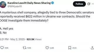 Fact Check: SATIRE Site Created Fake Karoline Leavitt Post About Three Democratic Senators Skimming Hundreds Of Millions From Ukraine Military Aid