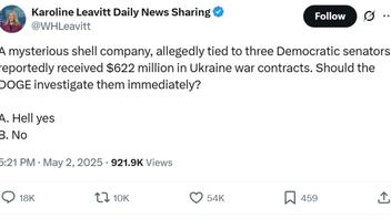 Fact Check: SATIRE Page Created Fake Karoline Leavitt Post About Three Democratic Senators Skimming Hundreds Of Millions From Ukraine Military Aid