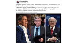 Fact Check: Fake Story About Cuban, Gates And Buffett Receiving $250M Quarterly Payments From Biden Treasury Originated On Satire Site