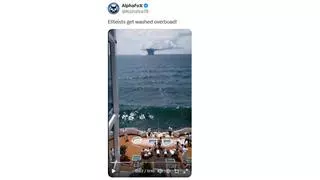 Fact Check: FAKE Video Does Not Document 'Eliteists' On Yacht At Sea Getting Washed Overboard By A Wave