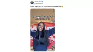 Fact Check: Video Does NOT Show Woman Dancing With 'Trump 2024' Flag, Then Deported -- Different People