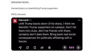 Fact Check: NO EVIDENCE That Harvard University Has Announced A Plan To Blacklist Trump Supporters On Campus