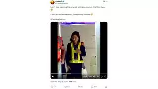 Fact Check: Screengrab Does NOT Document A Macron Presidential Plane Attendant With A 'Ripped Bloody Shoulder'