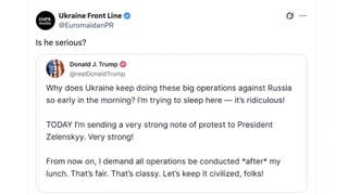 Fact Check: Trump Did NOT Post Complaint About Ukraine's Attacks On Russia Interrupting His Sleep