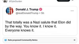 Fact Check: Donald Trump Did NOT Post On His Truth Social Account "That totally was a Nazi salute that Elon did" -- Fake Image