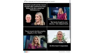 Fact Check: Satirical Yarn About Karoline Leavitt Clapping Back At Robert De Niro For Calling Her 'KKKatherine' Originated On Facebook Spoof Page -- Not Real