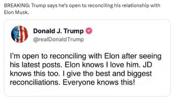 Fact Check: President Trump Did NOT Post On Truth Social That He is 'Open to reconciling with Elon' As Of June 11, 2025