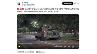 Fact Check: Video Does NOT Prove U.S. Military Tanks 'Patrolled' Washington, D.C. on June 11, 2025