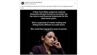 Fact Check: Fictional Story That NY Judge Demanded Rep. Ocasio-Cortez's Tax Returns Originated On Self-Described Satire Page