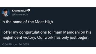 Fact Check: 'Tweet' From Ali Khameini To Mamdani Is Fake, Original Poster Said After People Took It Seriously
