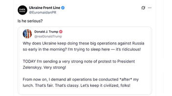 Fact Check: Trump Did NOT Post Complaint About Ukraine's Attacks On Russia Interrupting His Sleep