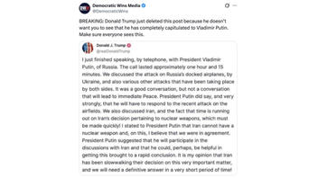 Fact Check: President Trump Did NOT Delete Truth Social Post About Call With Russian President Vladimir Putin