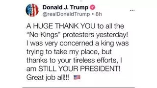 Fact Check: Trump Did NOT Post a 'Huge Thank You' to 'No Kings' Protesters 