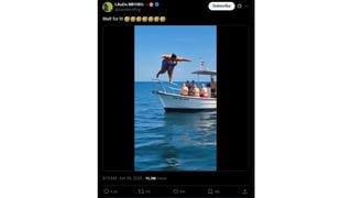 Fact Check: Video Of Big Woman Jumping Off And Sinking Boat IS NOT Real -- A Deepfake  
