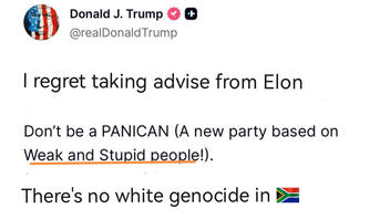 Fact Check: Trump Did NOT Write 'I Regret Taking Advise From Elon', Reject 'White Genocide' Theory in South Africa