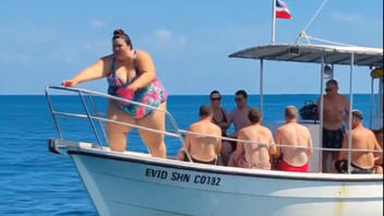 Fact Check: Video Of Big Woman Jumping Off And Sinking Boat IS NOT Real -- A Deepfake