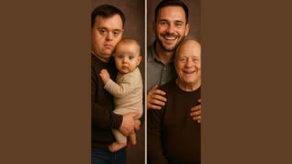 Fact Check: AI Photos Of Father Ben With Down Syndrome And Son Noah Are NOT Real -- Clickbait