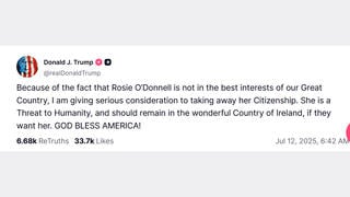 Fact Check: President Trump DID Post He Was 'Giving Serious Consideration To Taking Away' Rosie O'Donnell's Citizenship