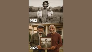 Fact Check: Composite Image Does NOT Authentically Show Brothers Samuel And Solomon And Their Mother Gracie In 1952 And 2025