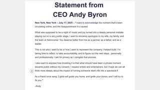 Fact Check: FAKE Statement From Astronomer CEO Andy Byron Laments How 'Private Moment Became Public' at Coldplay Concert