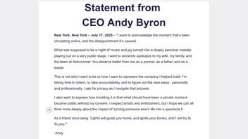 Fact Check: FAKE Statement From Astronomer CEO Andy Byron Laments How 'Private Moment Became Public' at Coldplay Concert