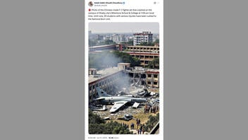 Fact Check: Viral Image Is NOT Authentic Photo Of Chinese-Made F-7 Fighter Jet Crash Site At Medical School Campus In Dhaka, Bangladesh