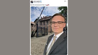 Fact Check: California Governor Candidate Kyle Langford DID Post Auschwitz Photo as '0% Unemployment Plan'