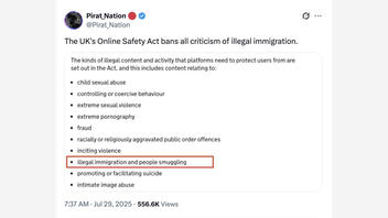 Fact Check: UK's Online Safety Act Did NOT Ban 'All Criticism Of Illegal Immigration' On Social Media in July 2025