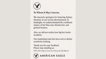 Fact Check: FAKE American Eagle Statement About Sydney Sweeney Ad Campaign Did NOT Originate From Company's Pages