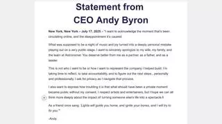 Fact Check: FAKE Statement From Astronomer CEO Andy Byron Laments How 'Private Moment Became Public' at Coldplay Concert