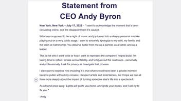 Fact Check: FAKE Statement From Astronomer CEO Andy Byron Laments How 'Private Moment Became Public' at Coldplay Concert