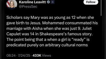 Fact Check: Karoline Leavitt Did NOT Post 'Mary Was As Young As 12 When She Gave Birth To Jesus'  On X July 24, 2025