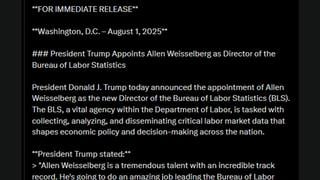 Fact Check: President Trump Did NOT Name Former Trump Org CFO Allen Wiesselberg To Be Bureau Of Labor Statistics Director
