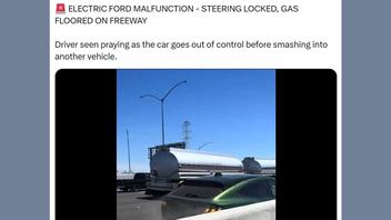Fact Check: Video Does NOT Show 'Electric Ford Malfunction' With 'Steering Locked, Gas Floored'