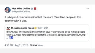 Fact Check: Number Of Foreigners On Visas Living In The U.S. Is NOT 55 Million -- Closer To 16 Million