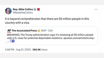 Fact Check: Number Of Foreigners On Visas Living In The U.S. Is NOT 55 Million -- Closer To 16 Million