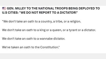 Fact Check: Retired Gen. Mark Milley Did NOT Tell Troops Being Deployed To U.S. Cities 'We Do Not Report To A Dictator' -- He Said It Two Years Before Trump Sent National Guard To Los Angeles, D.C.