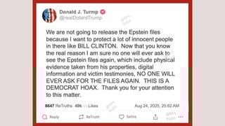 Fact Check: Fake Screenshot Of Trump Posting He Won't Release Epstein Files To Protect Bill Clinton Originated On Satire Page