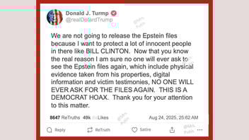 Fact Check: Fake Screenshot Of Trump Posting He Won't Release Epstein Files To Protect Bill Clinton Originated On Satire Page