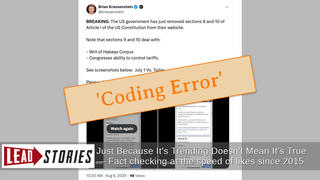 Fact Check: U.S. Constitution's Article 1 Sections 9 And 10 WERE Deleted From Congress Website -- Library Of Congress Blames 'Coding Error'