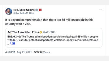 Fact Check: Number Of Foreigners On Visas Living In The U.S. Is NOT 55 Million -- Closer To 16 Million