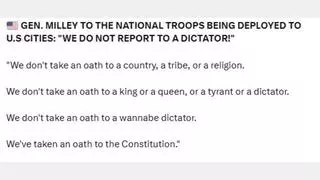 Fact Check: Retired Gen. Mark Milley Did NOT Tell Troops Being Deployed To U.S. Cities 'We Do Not Report To A Dictator' -- He Said It Two Years Before Trump Sent National Guard To Los Angeles, D.C.