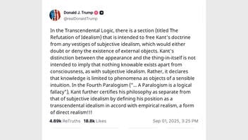 Fact Check: Trump Did NOT Post About 'Transcendental Logic' And Immanuel Kant -- Satirical Fake With Wikipedia Text