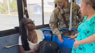 Fact Check: Video Depicting Incident On A Bus Is NOT Real -- Military Man, Pregnant Woman, And Stubborn Seated Passenger Were Played By Actors