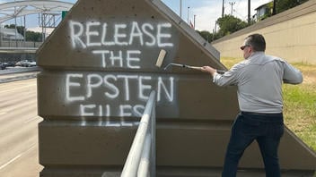 Fact Check: Ted Cruz Did NOT Cover Over Graffiti That Said "Release The Epstein Files" -- The Photo Was Edited, The Graffiti Cruz Painted Over Said "F--- Charlie Kirk"